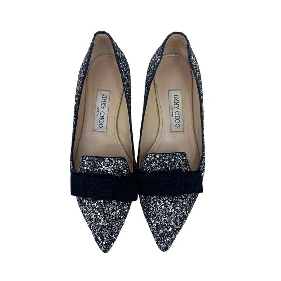 Jimmy Choo Gala Flats Size 6.5 black glitter - Picture 3 of 7